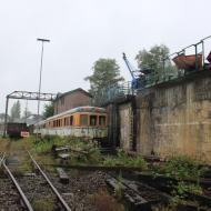 die frühere Bekohlungsanlage, mit Esslinger Triebwagen - Eisenbahnmuseum Dieringhausen (12.08.2017)