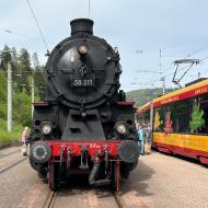 58 311 in Bad Herrenalb beim Wasserfassen - unterwegs mit 58 311 - Saisonstart der UEF auf der Albtalbahn (2. Mai 2024)