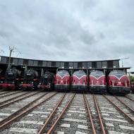 im Lokschuppen wurden eine Bundesbahn 50er, zwei 44er (Kohle- und Ölfeuerung der DB), eine 80er und VIER V200 ausgestellt - Viaduktfest in Altenbeken - Vivat Viadukt (30.6.-2.7.2023)